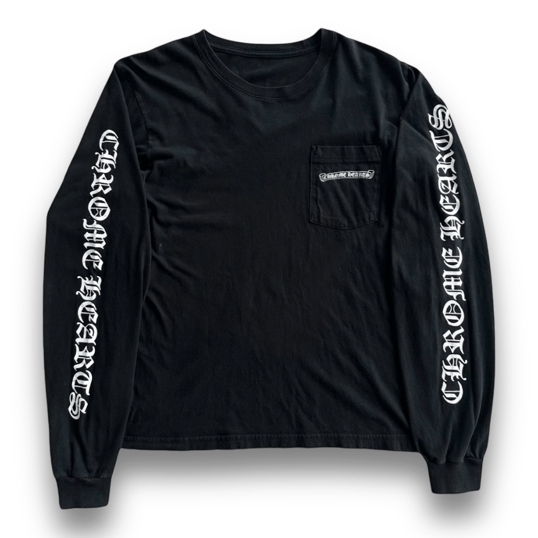 Chrome Hearts Chrome Hearts Scroll Logo Long Sleeve Tee Black & White Long Sleeve Chrome Hearts Chrome Hearts Scroll Logo Long Sleeve Tee Black & White Long Sleeve