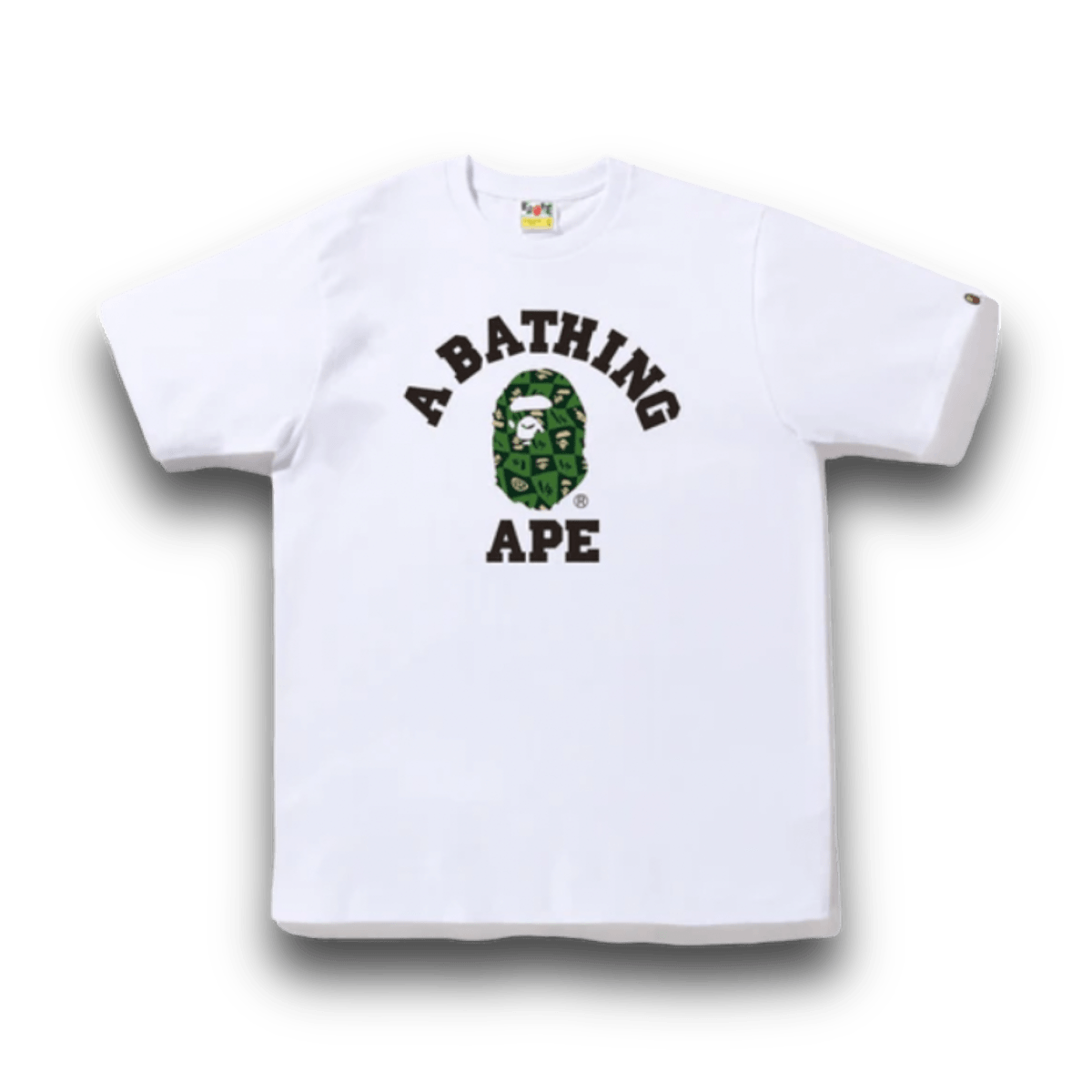 Bape Distortion College Green Ape T-Shirt - White - T-Shirt - Jawns on Fire Sneakers & Streetwear