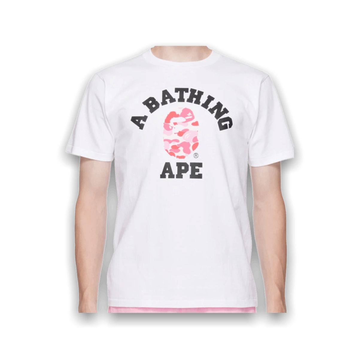 BAPE White ABC Camo College T-Shirt - Pink Camo - T-Shirt - Jawns on Fire Sneakers & Streetwear