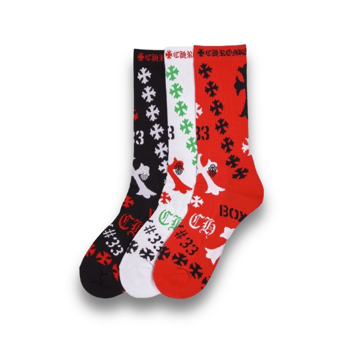 Chrome Hearts Stencil Socks Red - Accessories - Jawns on Fire Sneakers & Streetwear