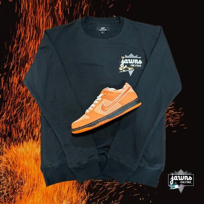 Jawns on Fire French Terry Crew by Major Prep Apparel - Black & Orange - Sweatshirt - Jawns on Fire Sneakers & Streetwear