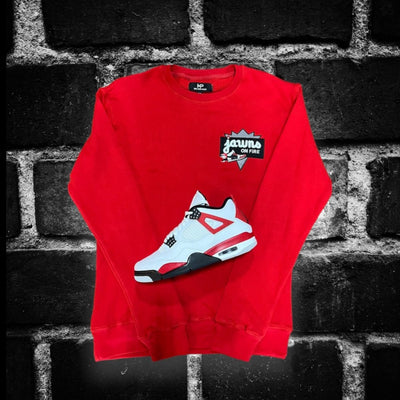 Jawns on Fire French Terry Crew by Major Prep Apparel - Red - Sweatshirt - Jawns on Fire Sneakers & Streetwear