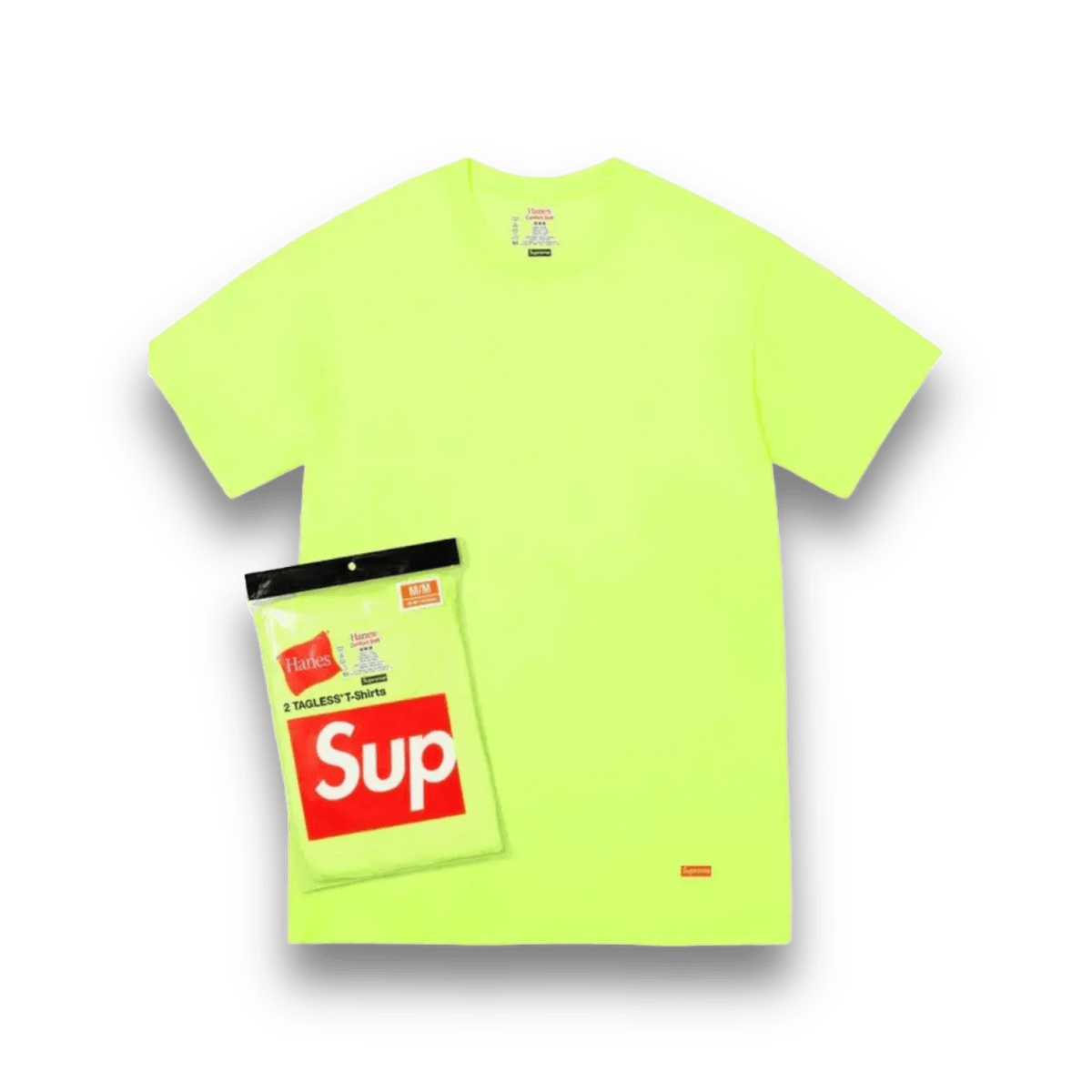 Supreme Hanes Tagless Tees Fluorescent Yellow (3 Pack) - Outerwear - Jawns on Fire Sneakers & Streetwear