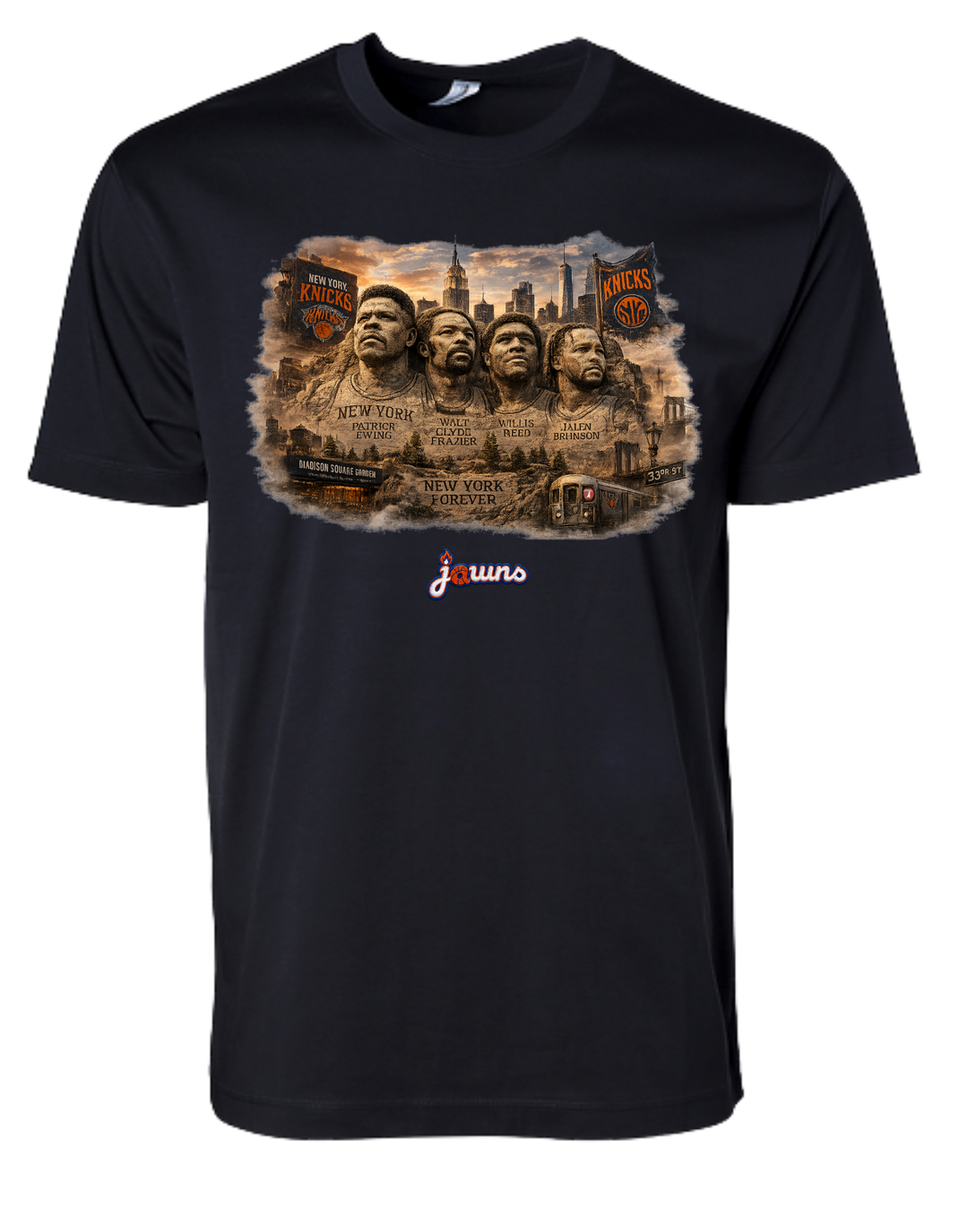 New York Knicks Mount Rushmore JAWNS Black T-Shirt
