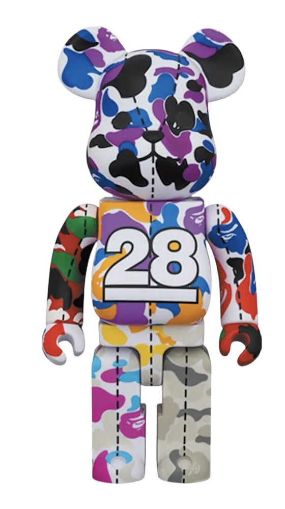 28th Anniversary Bape Bearbrick 400% Blue/Purple Head - Collectibles - Jawns on Fire Sneakers &amp; Shoes