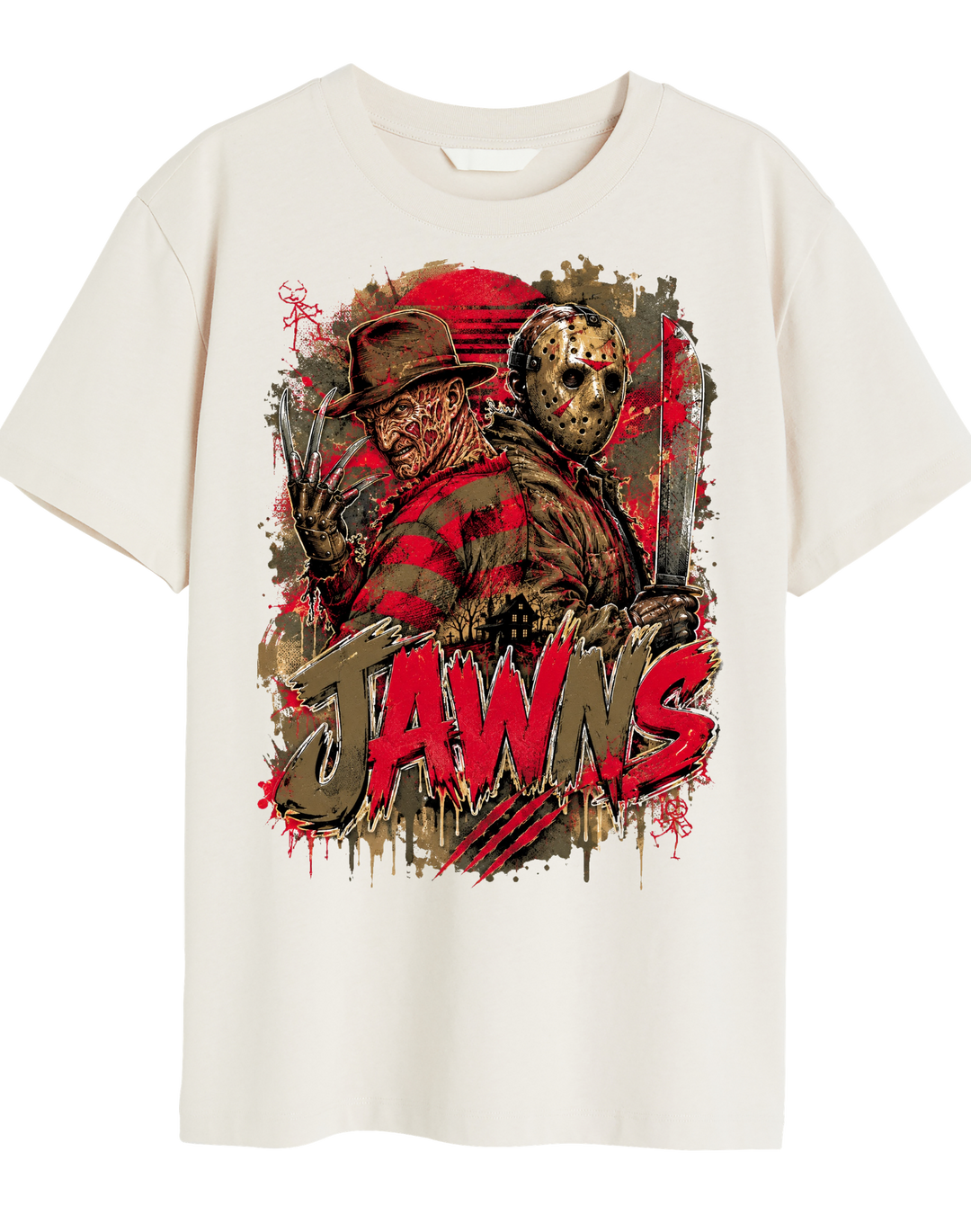 Cold Sins Ghost Killers Nightmares Freddy Vs Jason JAWNS Ivory T-Shirt