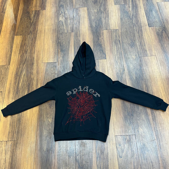 Sp5der OG Rhinestone Logo Black Hoodie - Hoodie - Jawns on Fire Sneakers & Shoes