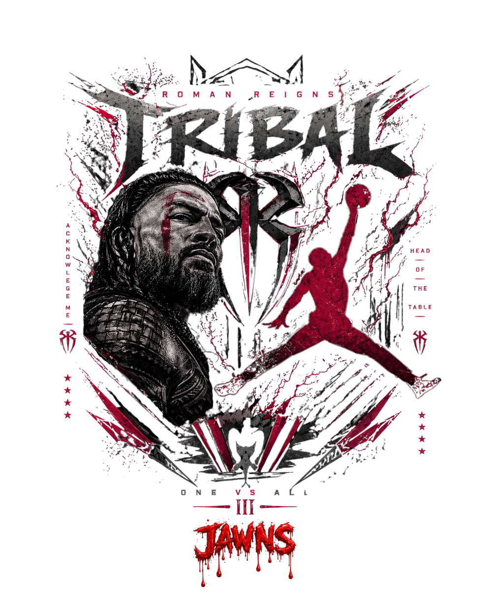 Jordan 12 Bloodline Tribal Roman Reigns Black T-Shirt - Only Jawns