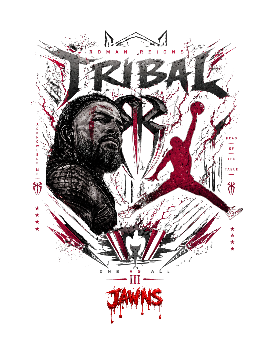 Jordan 12 Bloodline Tribal Roman Reigns Black T-Shirt - Only Jawns