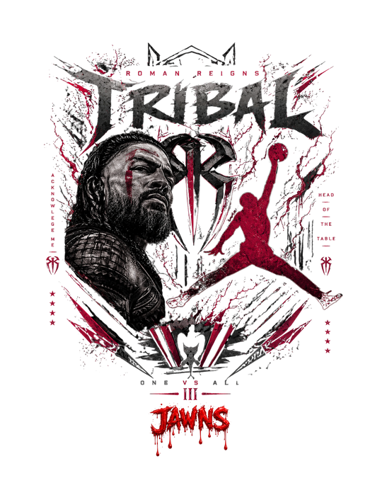 Jordan 12 Bloodline Tribal Roman Reigns Black T-Shirt - Only Jawns