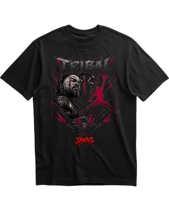 Jordan 12 Bloodline Tribal Roman Reigns Black T-Shirt - Only Jawns