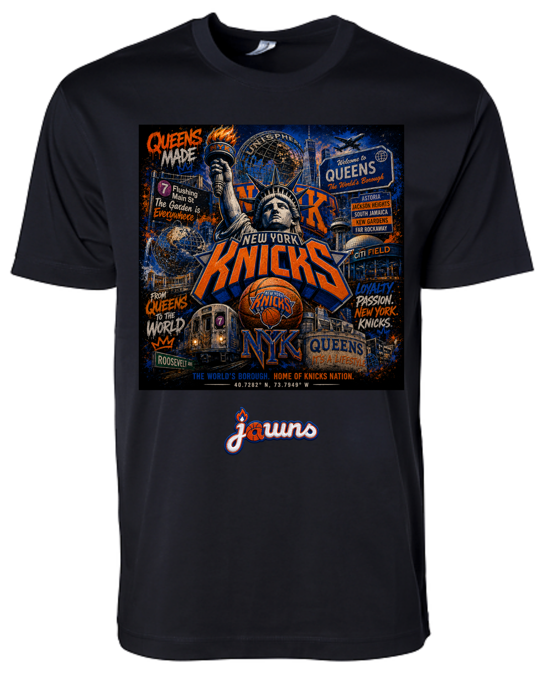 New York Knicks Queens JAWNS Black T-Shirt