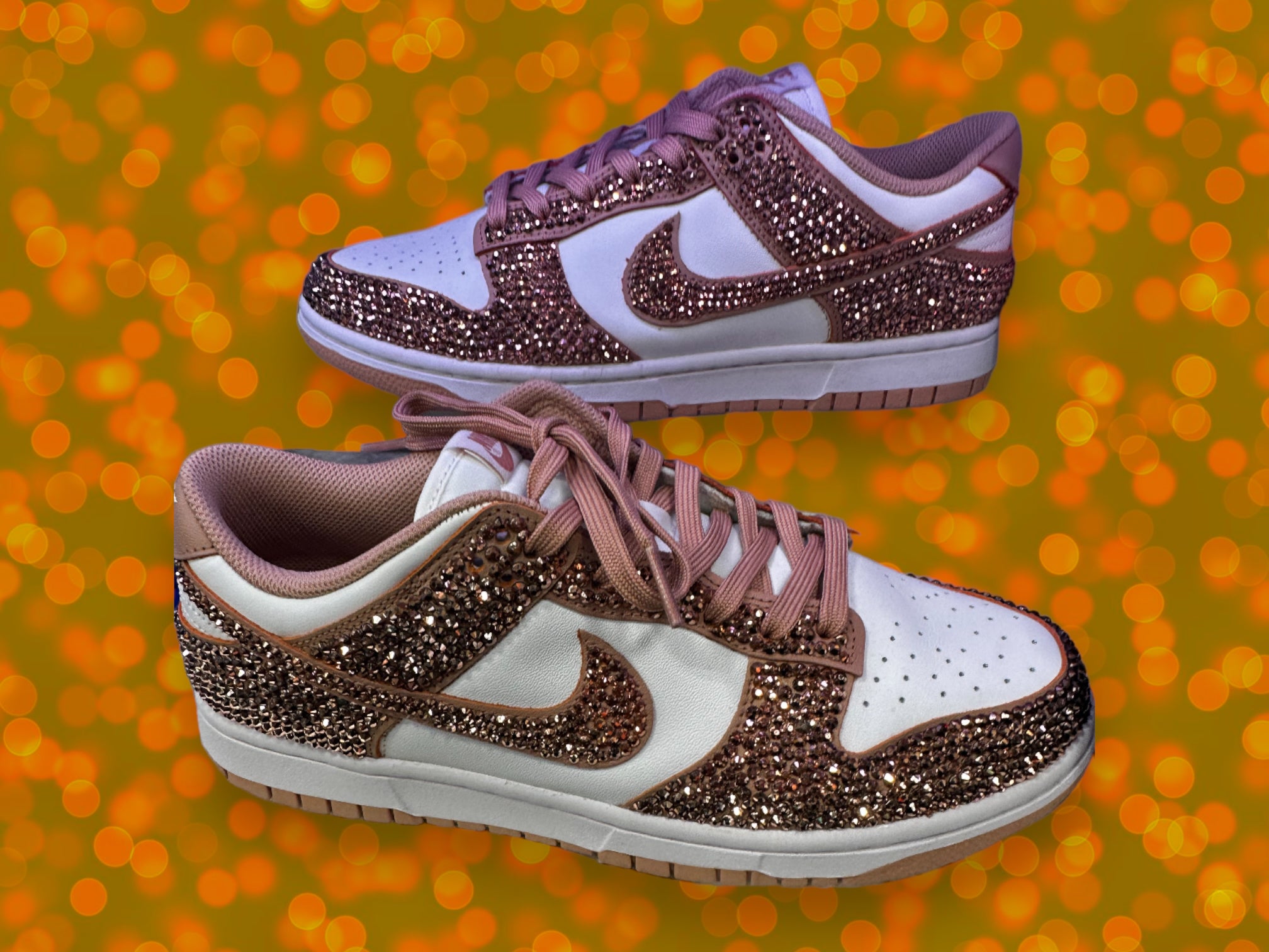 Jawns on Fire Sneaker Boutique Custom Make Blingy Jawns in a Rose Gold Nike Dunk Low