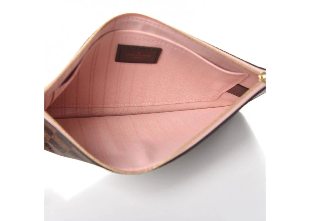 A Louis Vuitton Pochette Damier Ebene Rose Ballerine Lining - Handbags - Jawns on Fire Sneakers & Shoes