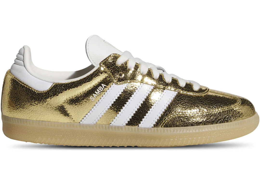 adidas Samba OG Gold Metallic Cracked Leather (Women's) - Sneakers - Jawns on Fire Sneakers & Shoes