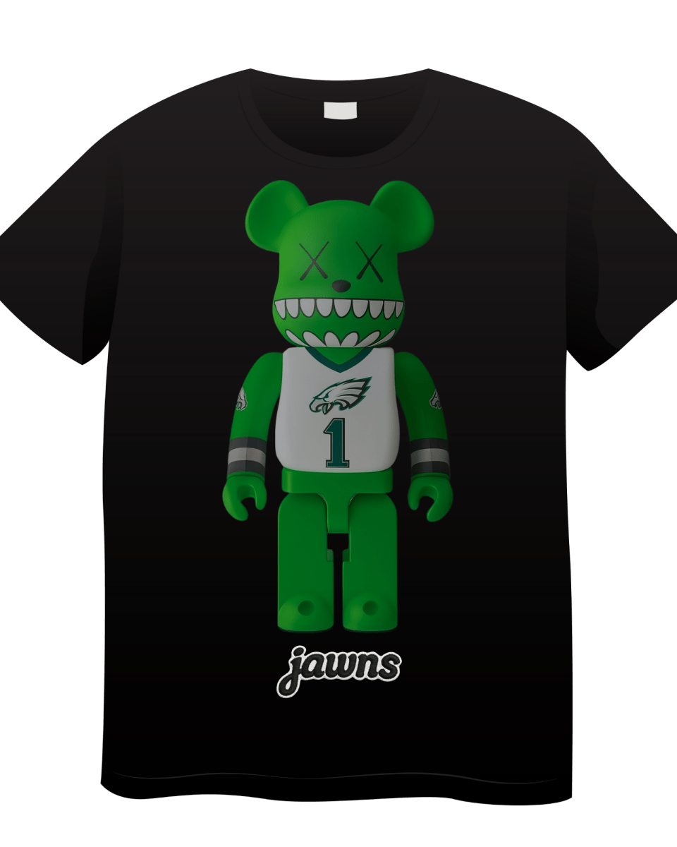 BearBrick Eagles Jawns - Only Jawns - Black T-Shirt - T-Shirt - Jawns on Fire Sneakers & Shoes