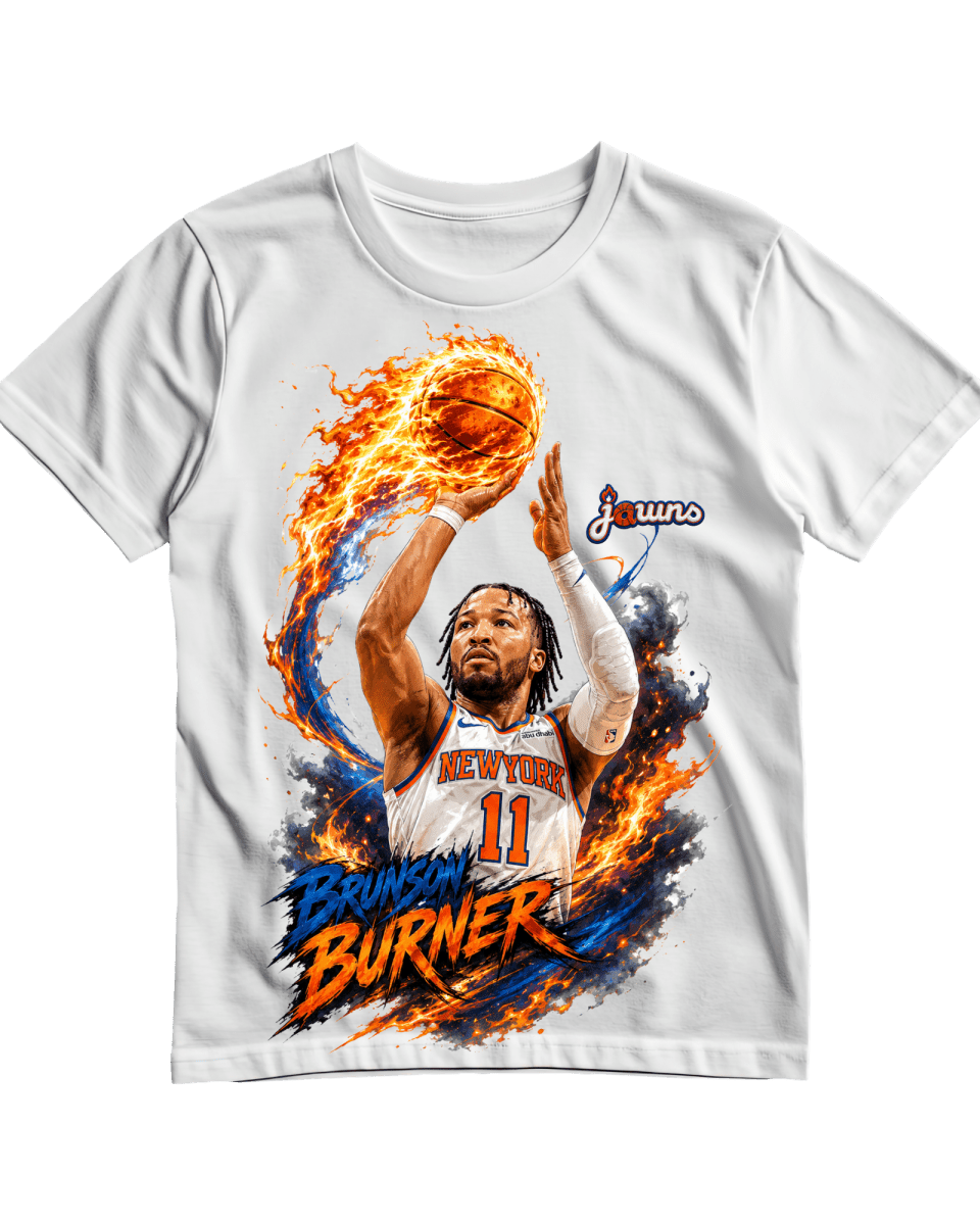 Brunson Burner New York Knicks 2026 NBA World Champions - White T-Shirt - T-Shirt - Jawns on Fire Sneakers & Shoes