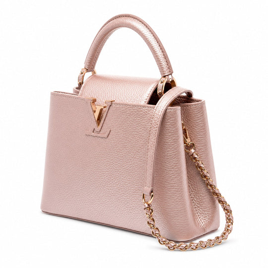 Louis Vuitton Capucines BB Metallic Magnolia Taurillon Leather Top Handle Bag