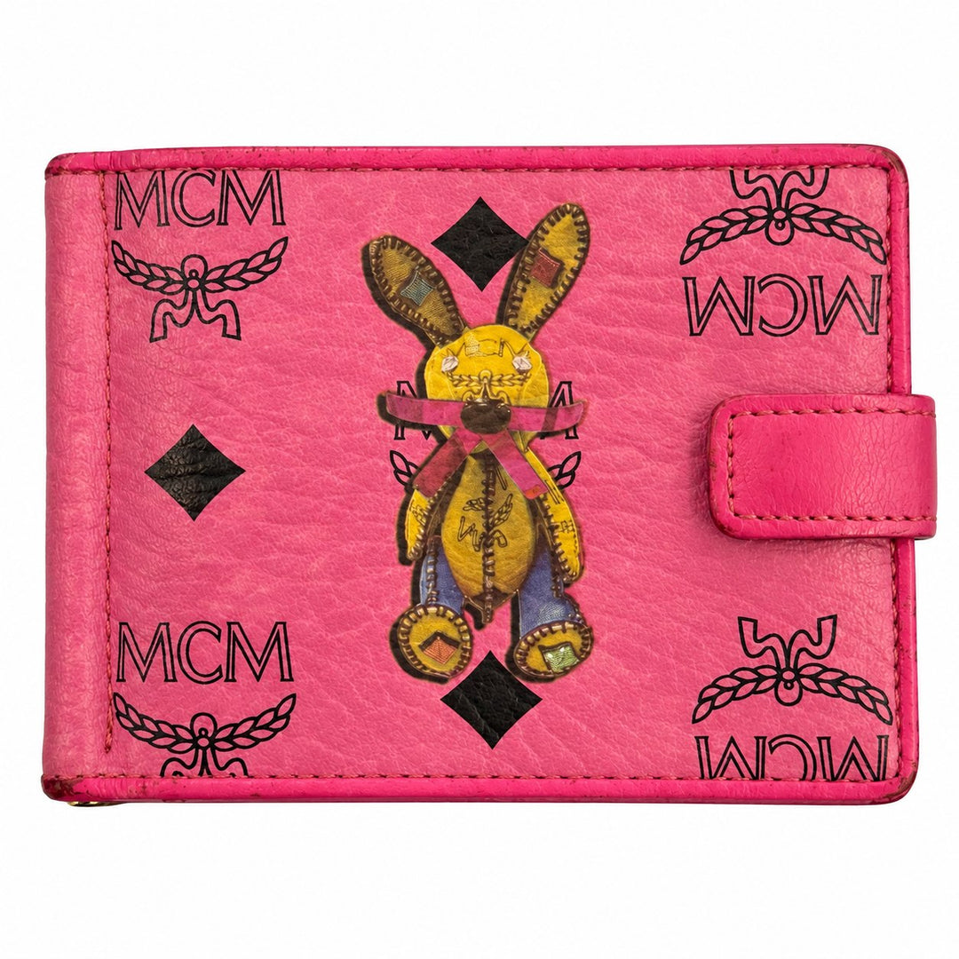 MCM pink Visetos Rabbit Wallet