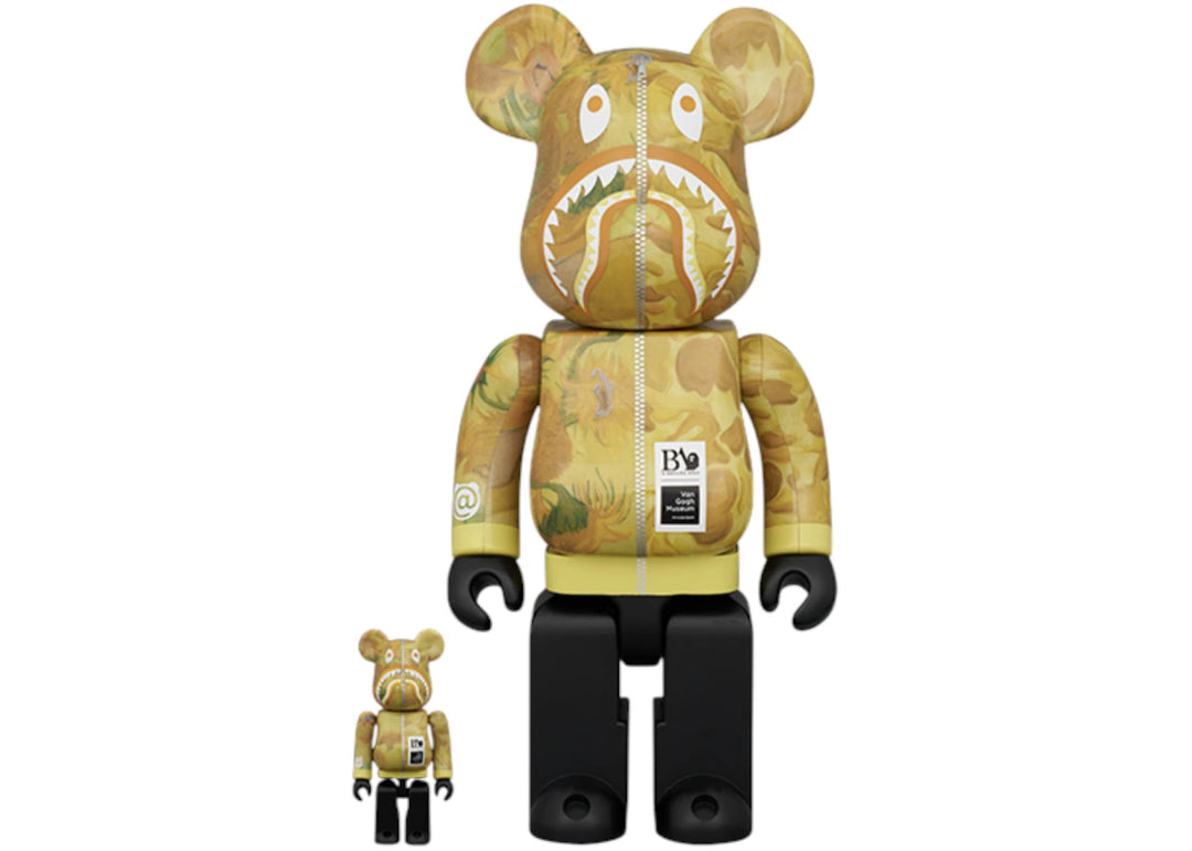 Bearbrick BAPE(R) x Van Gogh Museum Sunflowers SHARK 100% &amp; 400% Set