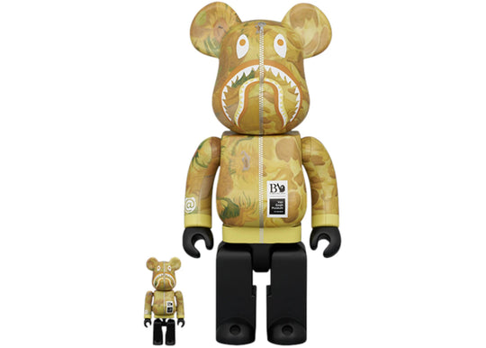 Bearbrick BAPE(R) x Van Gogh Museum Sunflowers SHARK 100% &amp; 400% Set
