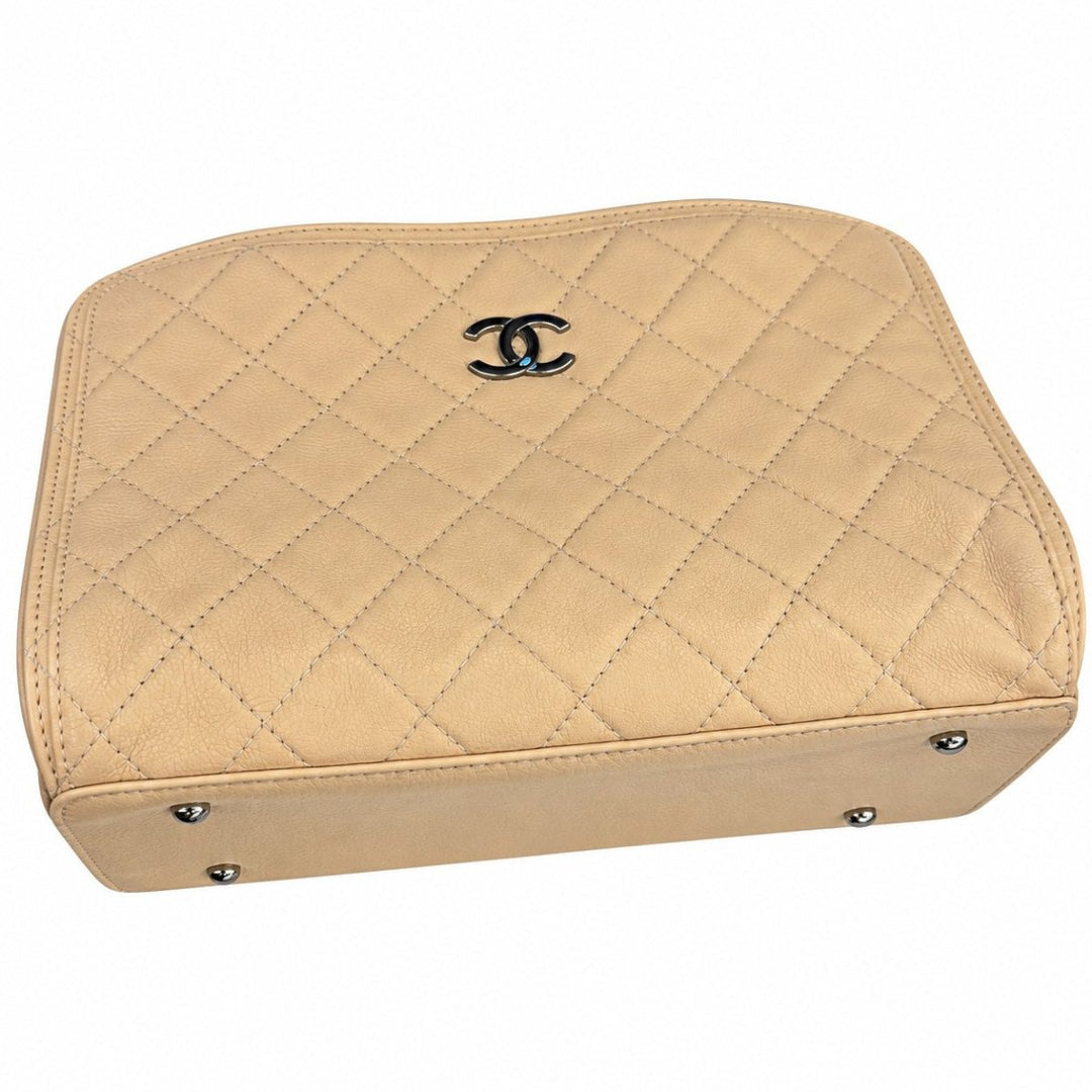 Chanel Beige Vintage Quilted Grained Leather Shoulder Bag - Handbags - Jawns on Fire Sneakers & Shoes