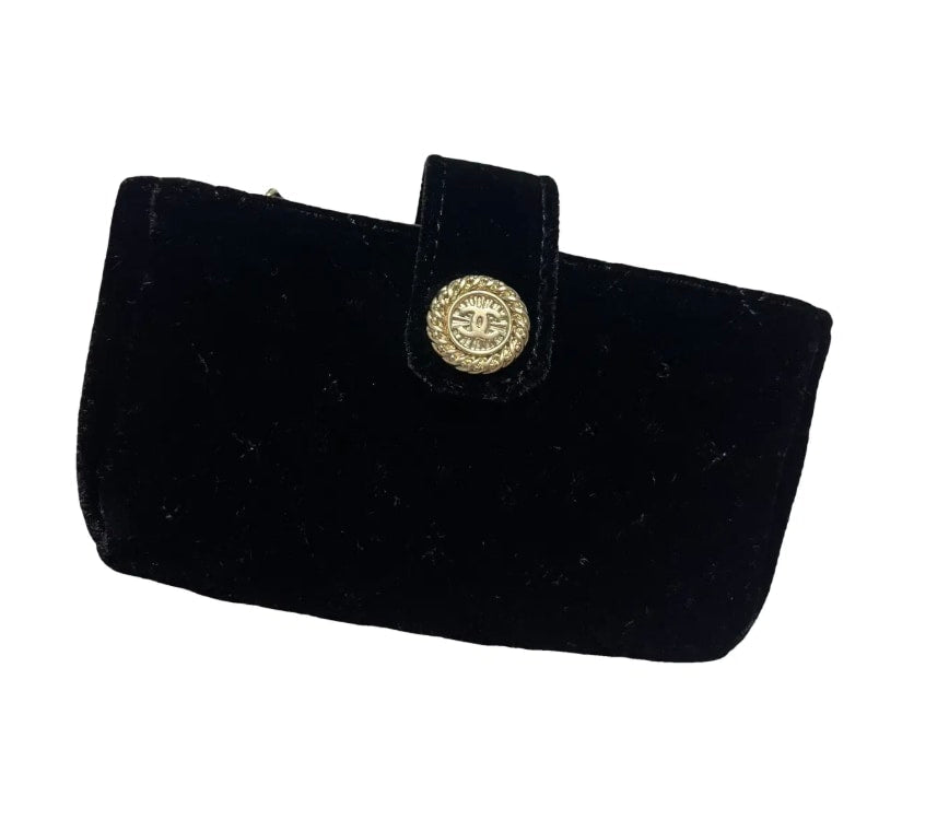 Chanel Black Velvet Clutch Bag - Handbags - Jawns on Fire Sneakers & Shoes