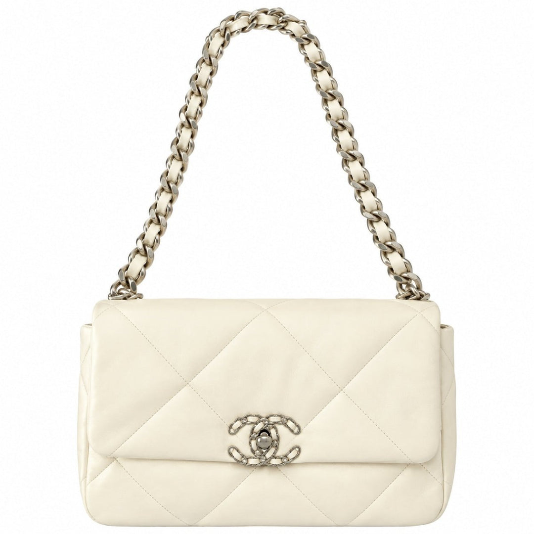 Chanel White Quilted Lambskin 19 Flap Bag - Handbags - Jawns on Fire Sneakers & Shoes