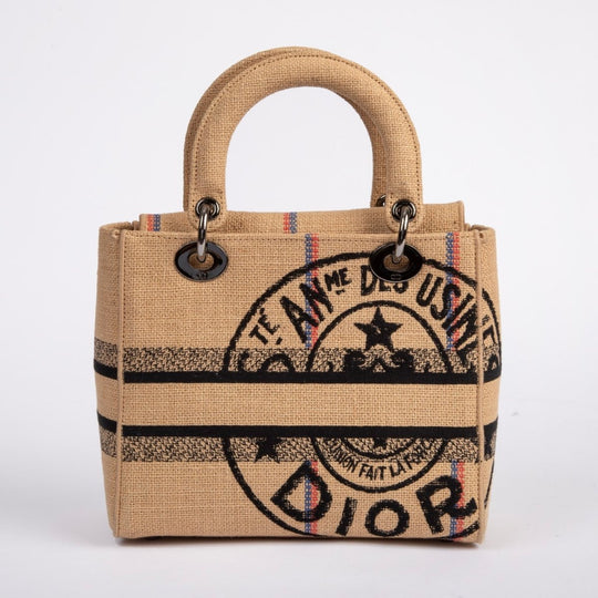Christian Dior Lady D-Lite Bag Embroidered Jute Canvas Medium - Handbags - Jawns on Fire Sneakers &amp; Shoes