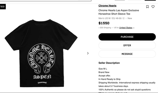 Chrome Hearts Las Aspen Exclusive Horseshoe Short Sleeve Tee - Clothing - Mens - Jawns on Fire Sneakers &amp; Shoes