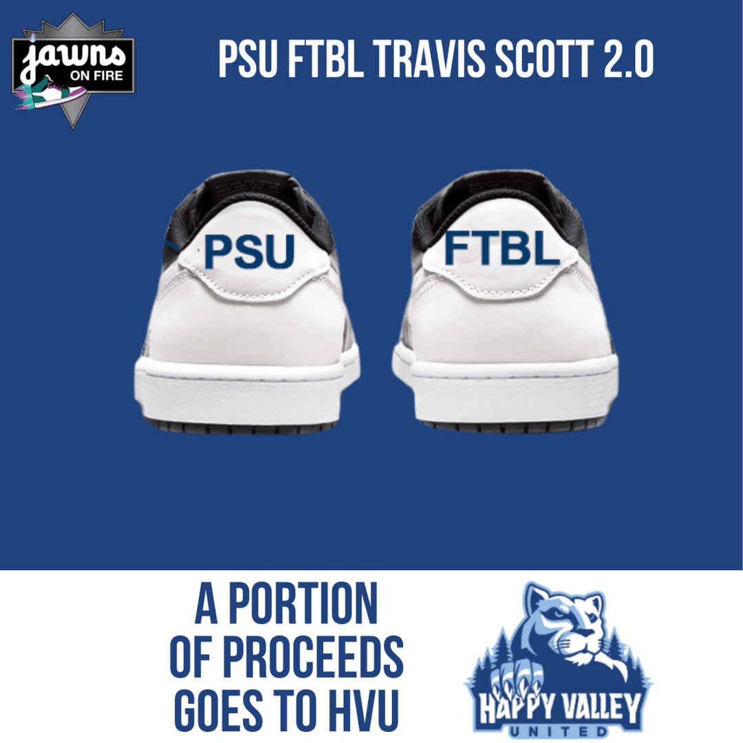 Custom Travis Scott Penn State Sneaker 2.0 - Pre - Order - Low Sneaker - Jawns on Fire Sneakers & Shoes