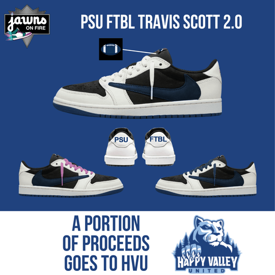 Custom Travis Scott Penn State Sneaker 2.0 - Pre - Order - Low Sneaker - Jawns on Fire Sneakers & Shoes