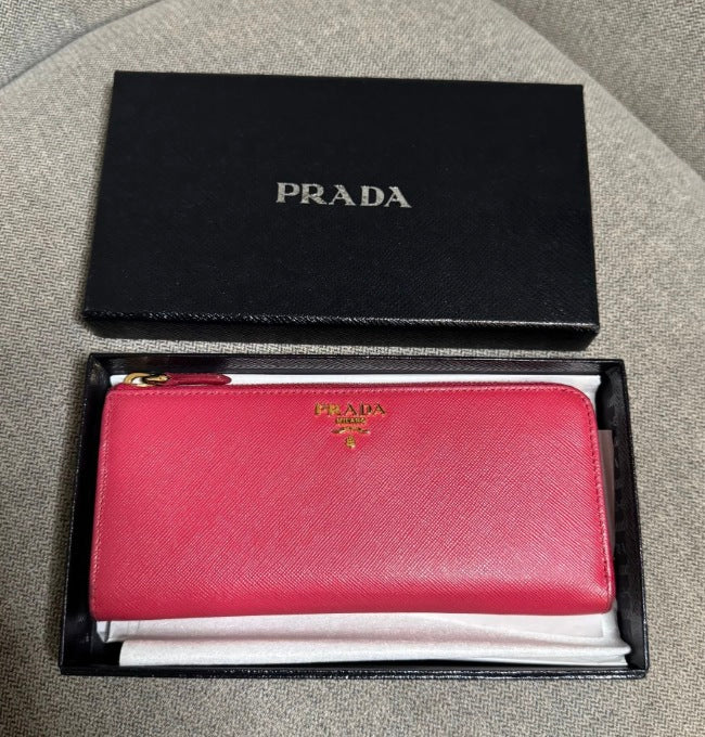 Prada Saffiano 3/4 Zip Around Long Wallet (Full Set)