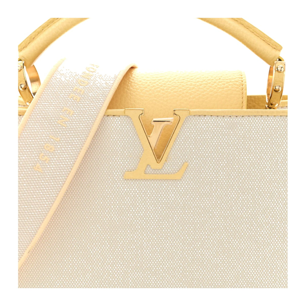 Louis Vuitton Capucine BB Canvas Top Handle Plume Yellow Bag