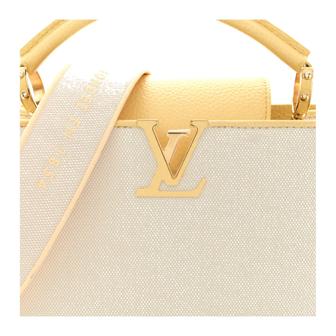Louis Vuitton Capucine BB Canvas Top Handle Plume Yellow Bag