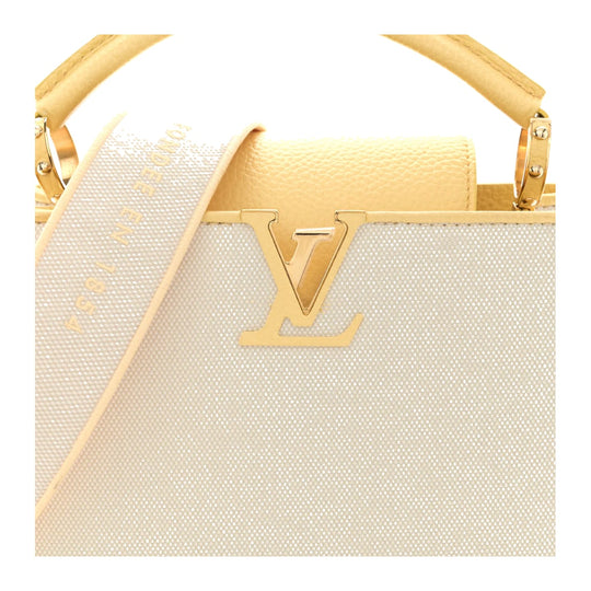 Louis Vuitton Capucine BB Canvas Top Handle Plume Yellow Bag