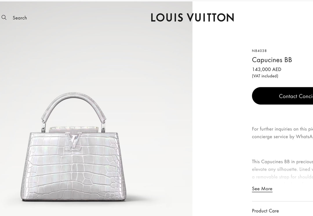 Louis Vuitton Crocodile Capucines BB Silver