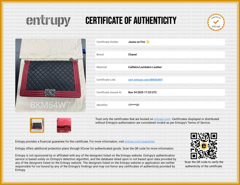 Chanel Jumbo Boy Black & Red Lambskin Crossbody 2 Way Bag