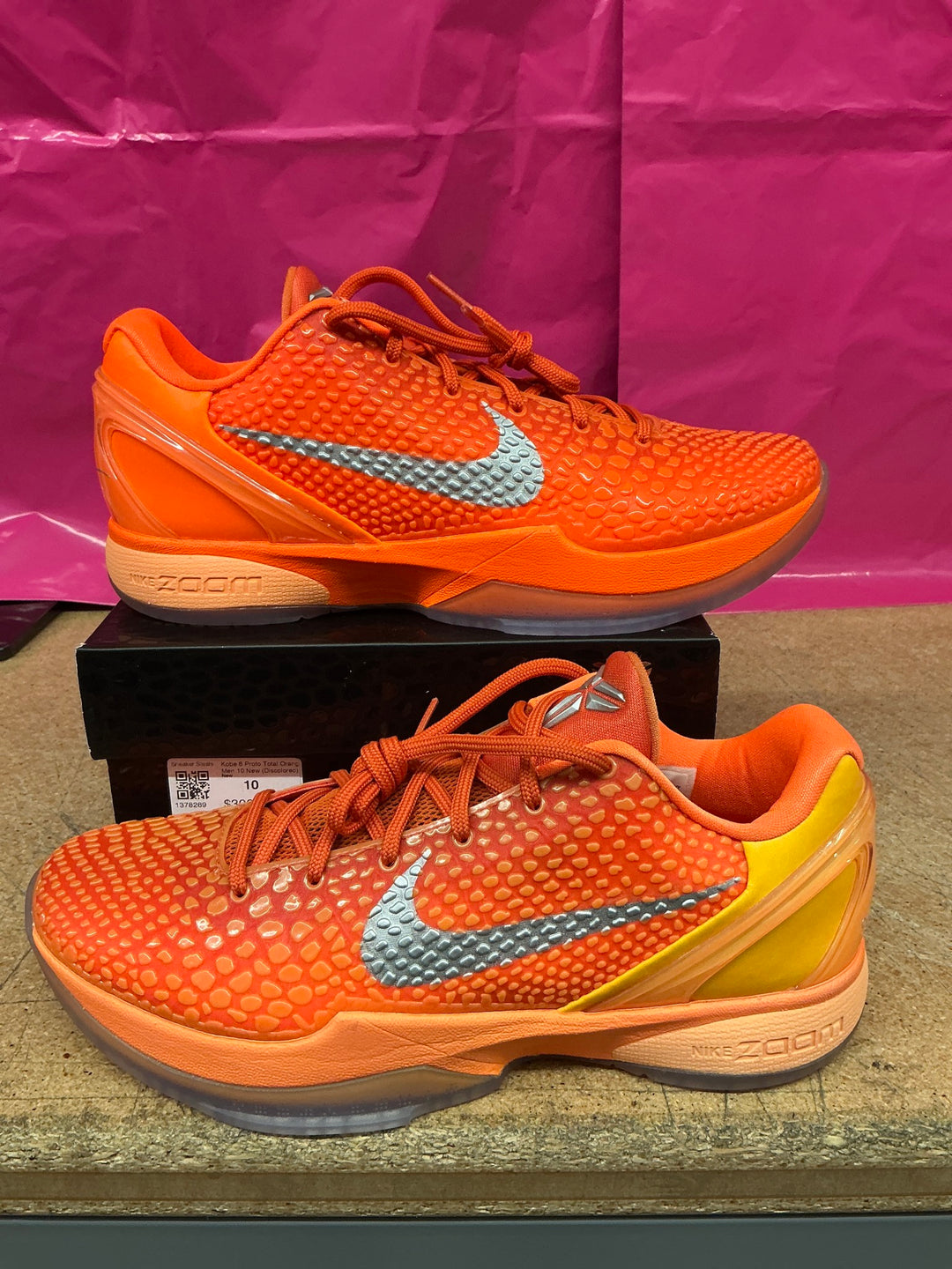 Kobe 6 Proto Total Orange Men 10 New (Discolored)
