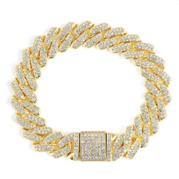 Invicta Elements Men's Ultra Iced Out Cuban Chain Bracelet, Gold 80819