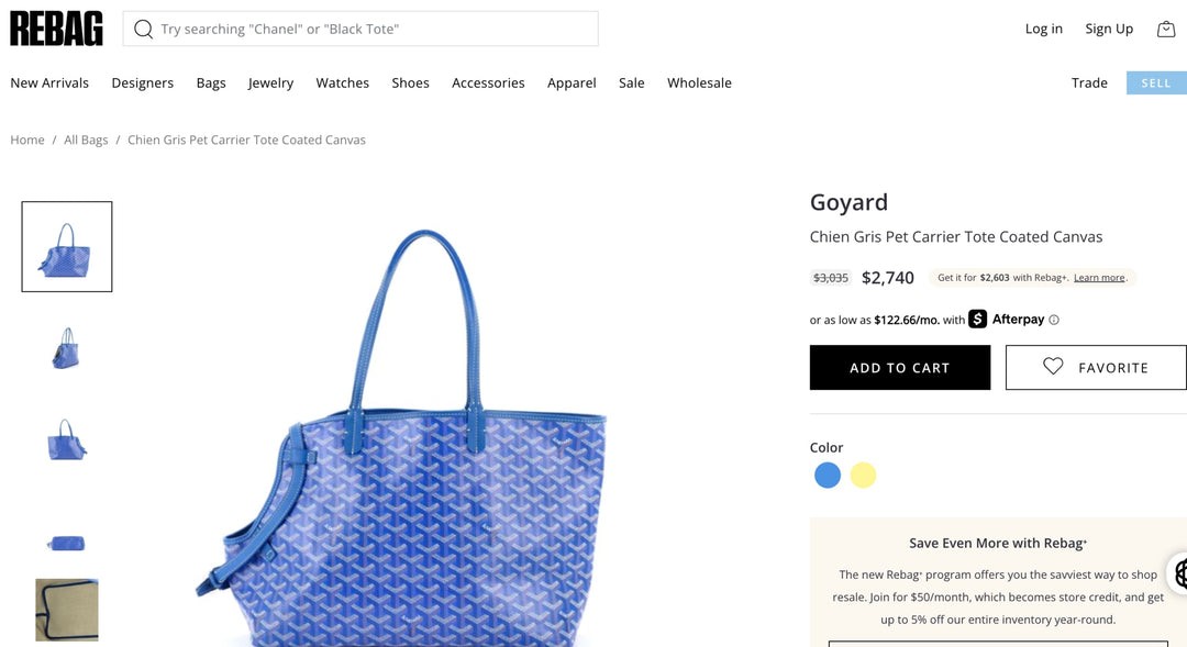 Goyard Sac Hardy Pet Carrier Goyardine PM Sky Blue