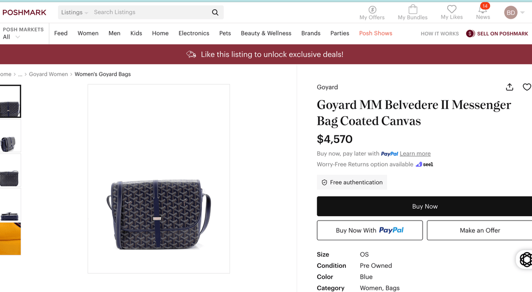 Goyard MM Belvédère Messenger Navy Crossbody Bag