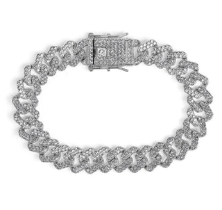 Invicta Elements Men's Iced out Cuban Chain Bracelet, Silver 80827
