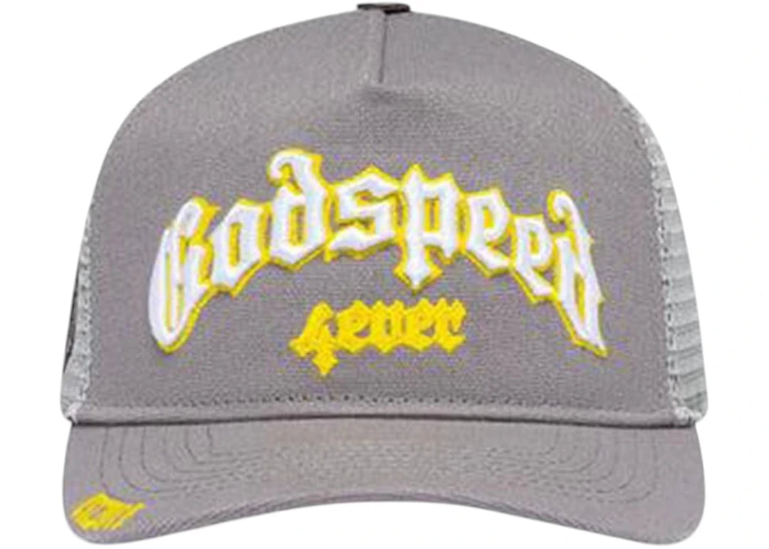 Godspeed Forever Trucker Hat Grey/Yellow - Clothing Accessory - Jawns on Fire Sneakers & Shoes