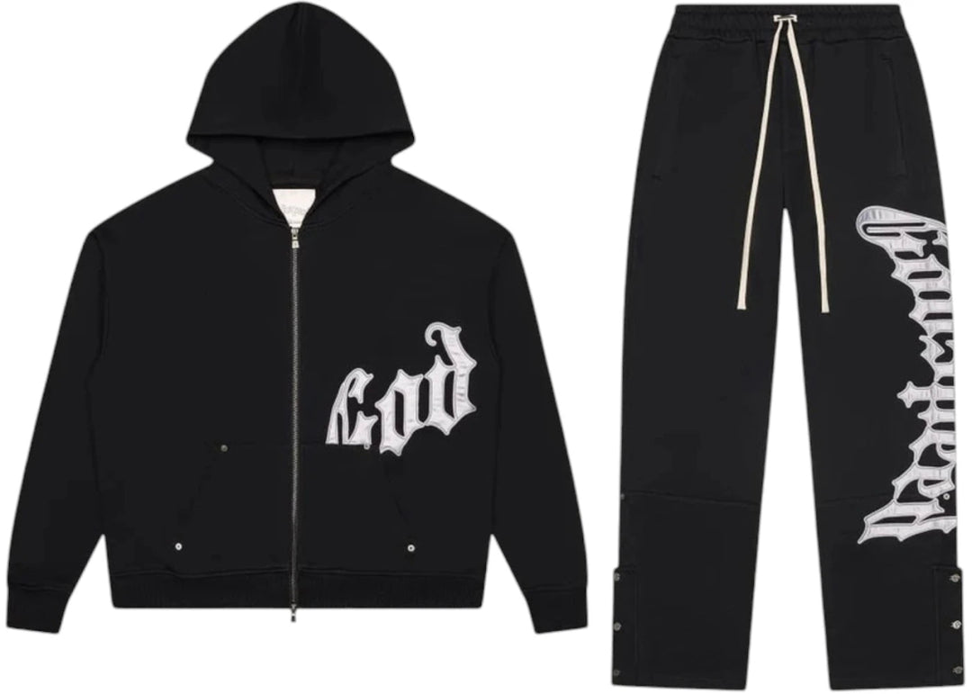Godspeed OG Logo V2 Sweatsuit Black/Silver Satin - Clothing - Mens - Jawns on Fire Sneakers & Shoes