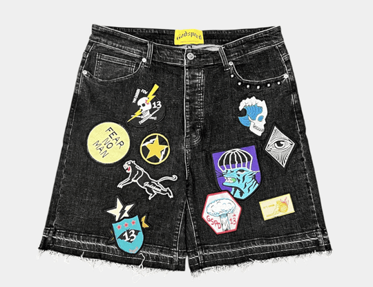 Godspeed Patchwork Cargo Shorts Black Denim - Clothing - Mens - Jawns on Fire Sneakers & Shoes