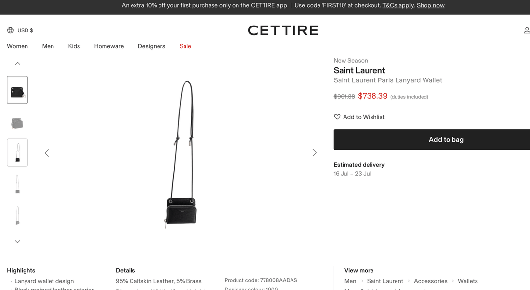 Saint Laurent Lanyard Wallet Nero
