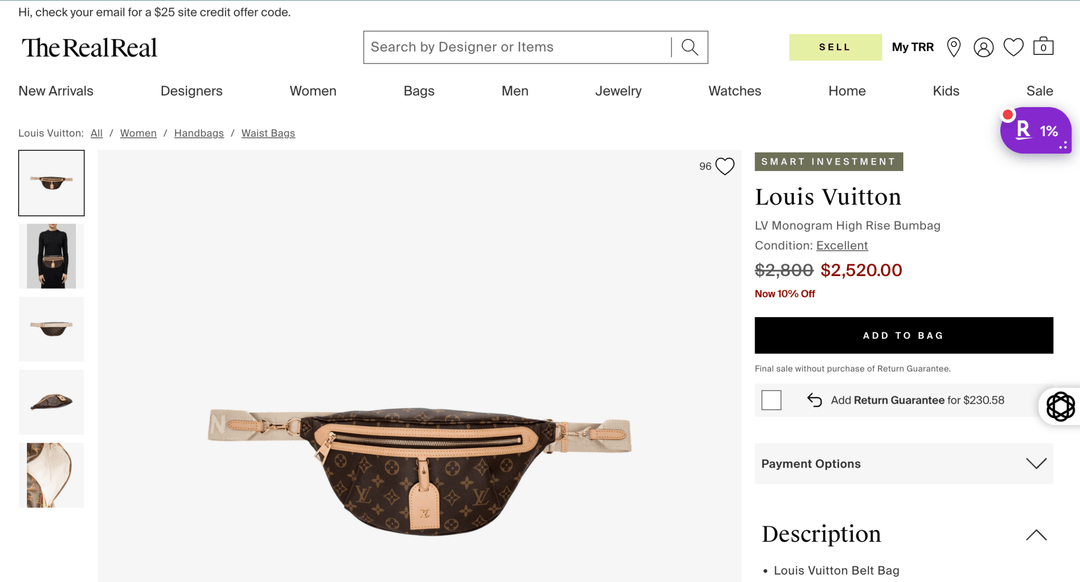 Louis Vuitton High Rise Bumbag Monogram