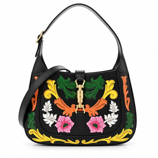 Gucci Calfskin Floral Embossed Jackie 1961 Leather Hobo Bag - Handbags - Jawns on Fire Sneakers &amp; Shoes