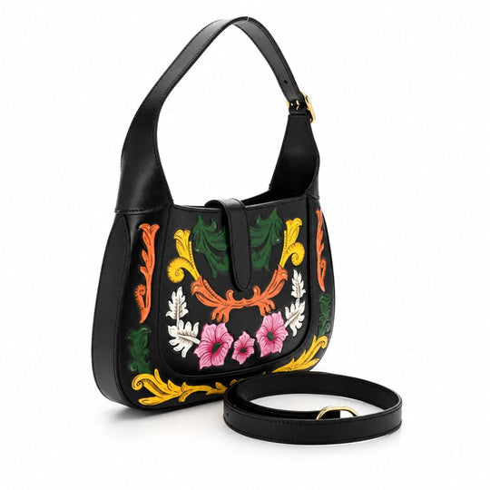 Gucci Calfskin Floral Embossed Jackie 1961 Leather Hobo Bag - Handbags - Jawns on Fire Sneakers &amp; Shoes